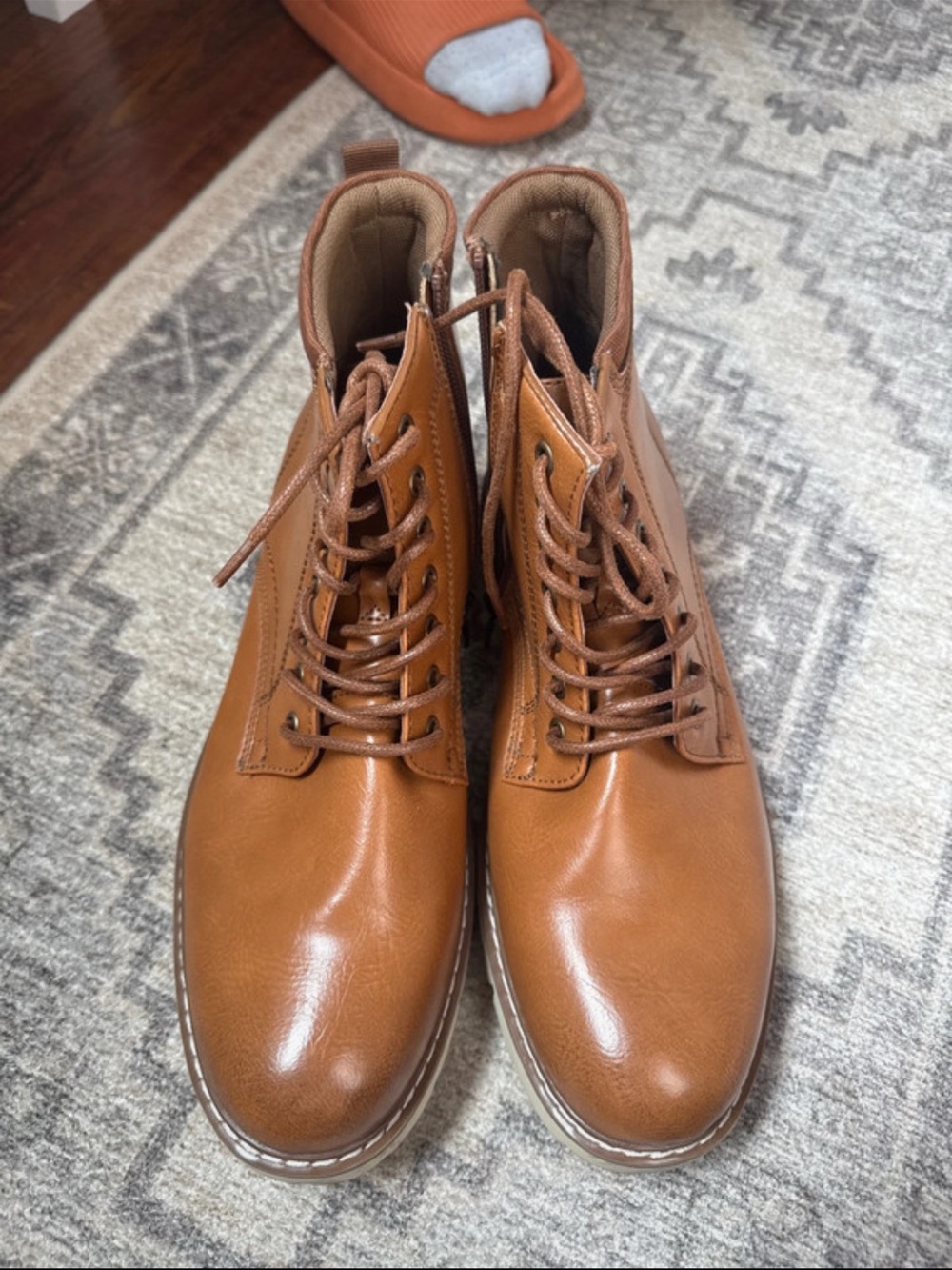 Men's Steve Madden Tan Leather Lace-Up Boots